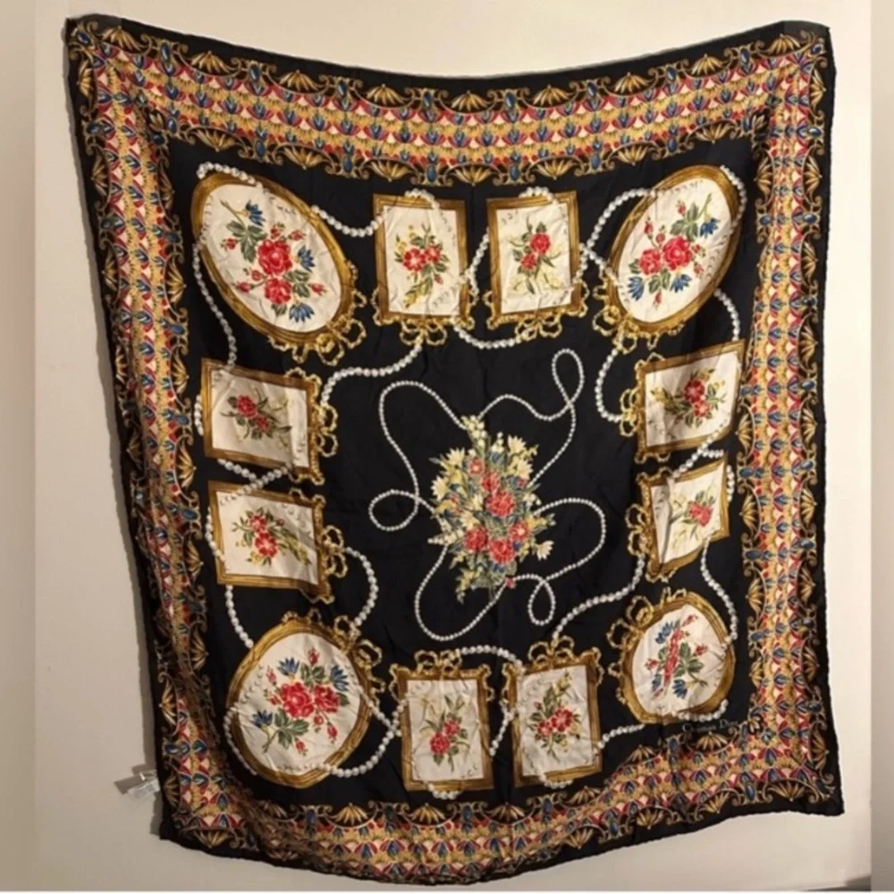 CHRISTIAN DIOR SCARF 100% Silk w/TAG Size 34” X36”